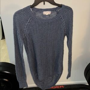 Pink Republic Blue Crew Neck Sweater with Ribbed Texture